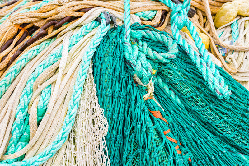 filets de pêche récupérés en mer pour être recyclés